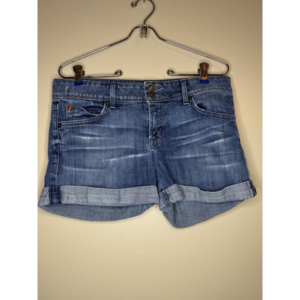 Hudson Denim Shorts Size 28 Cuffed Distressed‎ Stretch USA